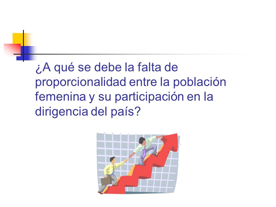 ¿A qué se debe la falta de proporcionalidad entre la población femenina y su participación en la dirigencia del país