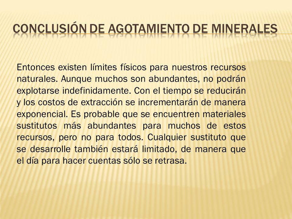 Conclusión de agotamiento de minerales