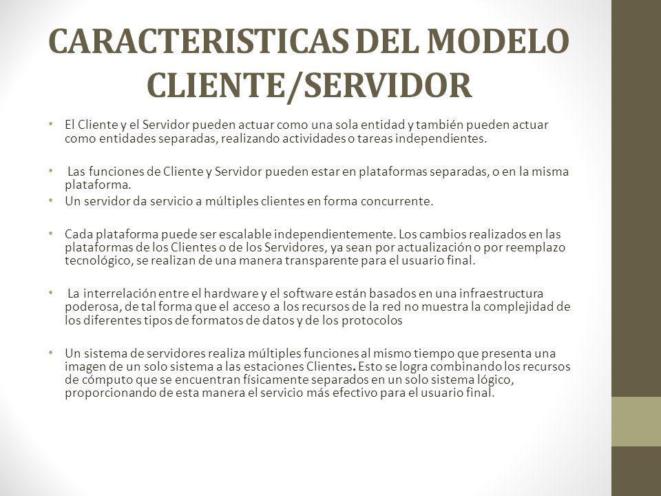 CARACTERISTICAS DEL MODELO CLIENTE/SERVIDOR
