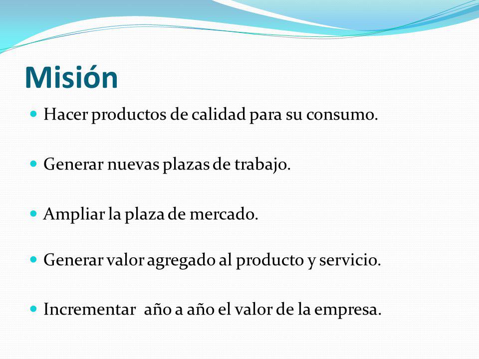Misión Hacer productos de calidad para su consumo.