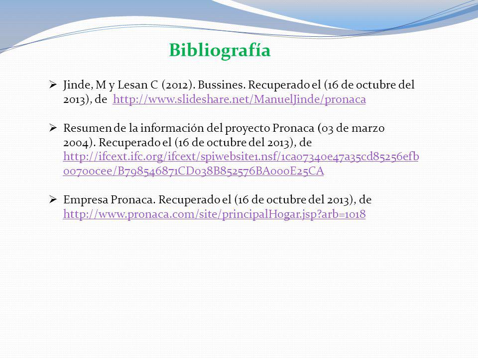 Bibliografía Jinde, M y Lesan C (2012). Bussines. Recuperado el (16 de octubre del 2013), de