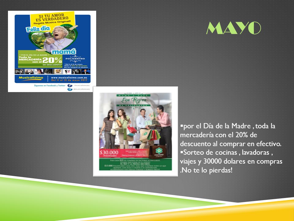 Mayo por el Día de la Madre , toda la mercadería con el 20% de descuento al comprar en efectivo.
