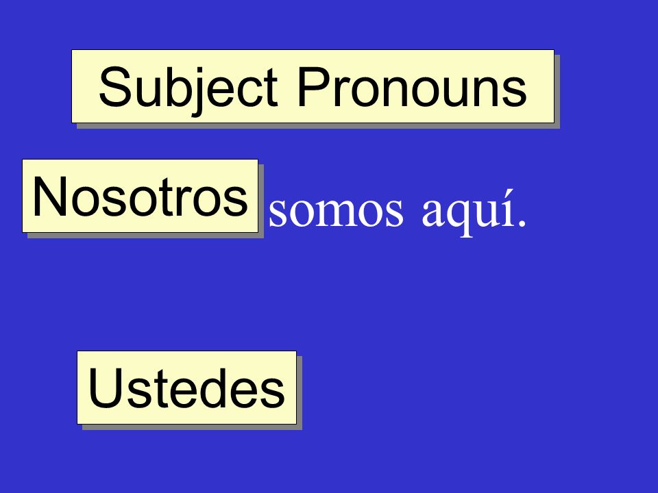 Subject Pronouns Nosotros ______ somos aquí. Ustedes