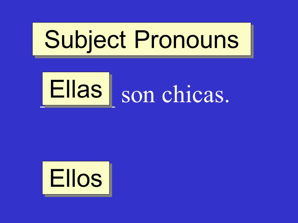 Subject Pronouns Ellas ______ son chicas. Ellos
