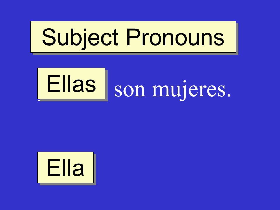 Subject Pronouns Ellas ______ son mujeres. Ella