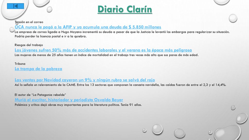 Diario Clarín Tensión en el correo. OCA nunca le pagó a la AFIP y ya acumula una deuda de $ millones.