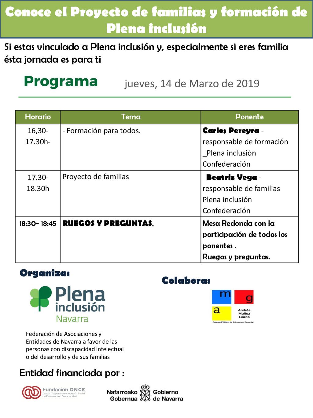 Conoce el Proyecto de familias y formación de Plena inclusión