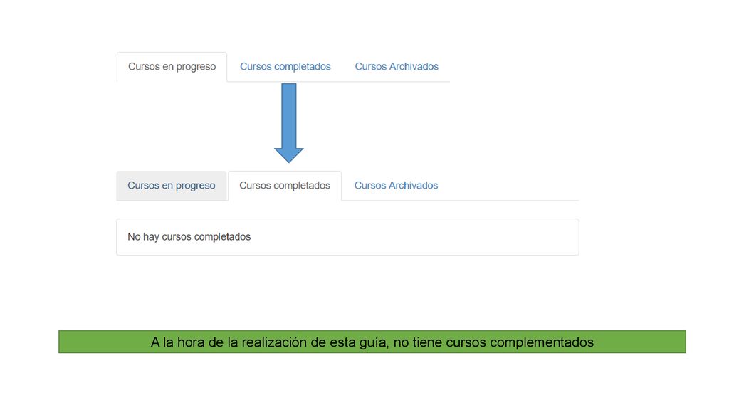 A la hora de la realización de esta guía, no tiene cursos complementados