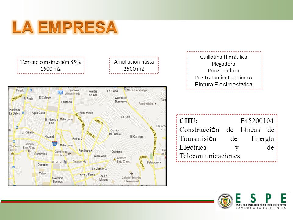 LA EMPRESA Guillotina Hidráulica. Plegadora. Punzonadora. Pre-tratamiento químico. Pintura Electroestática.