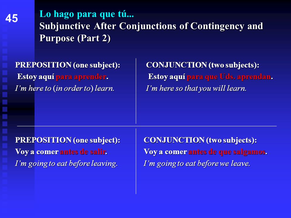 Lo hago para que tú... Subjunctive After Conjunctions of Contingency and Purpose (Part 2)