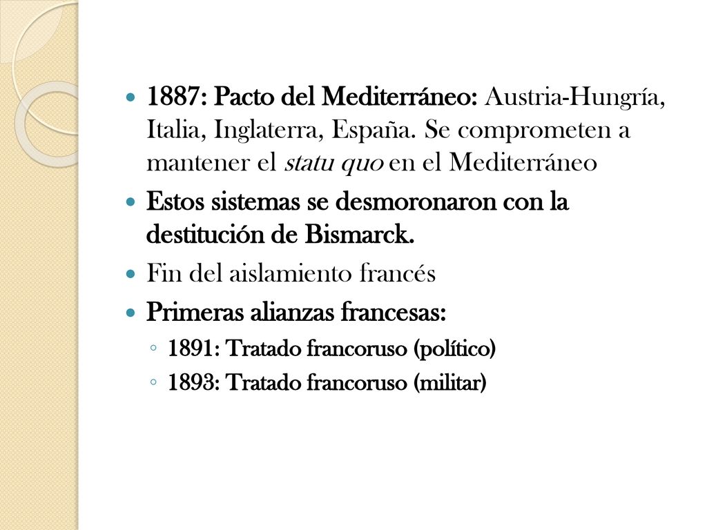 Estos sistemas se desmoronaron con la destitución de Bismarck.