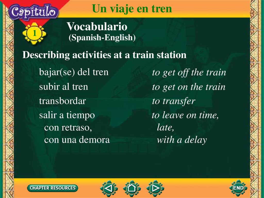 Un viaje en tren Vocabulario Describing activities at a train station
