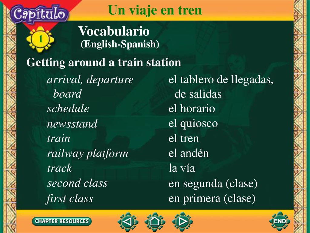 Un viaje en tren Vocabulario Getting around a train station