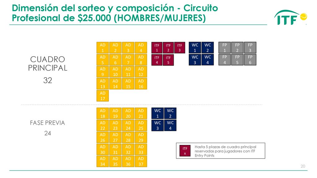 Dimensión del sorteo y composición - Circuito Profesional de $25