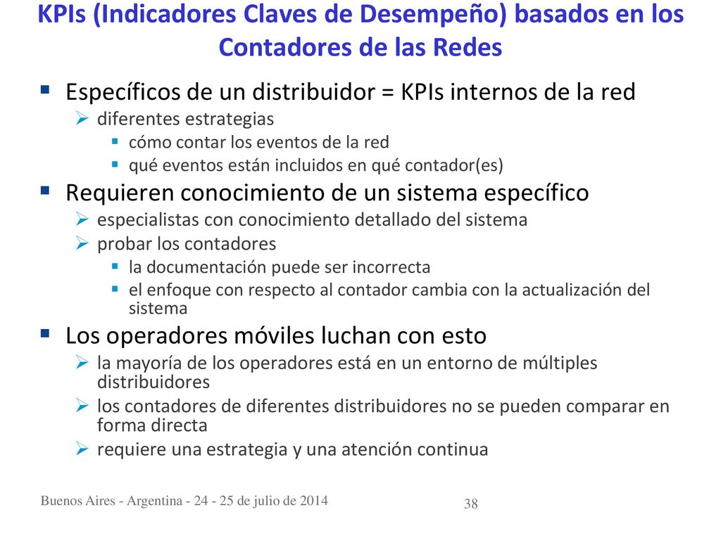 KPIs (Indicadores Claves de Desempeño) basados en los Contadores de las Redes
