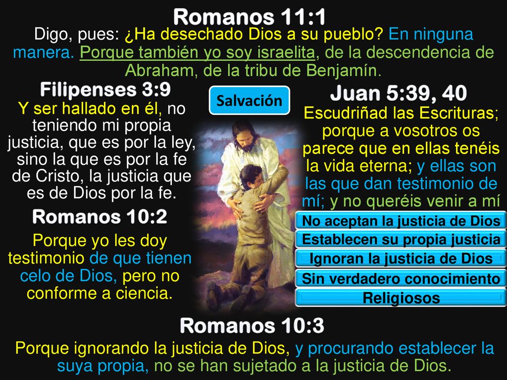 Romanos 11:1 Juan 5:39, 40 Romanos 10:3 Filipenses 3:9 Romanos 10:2