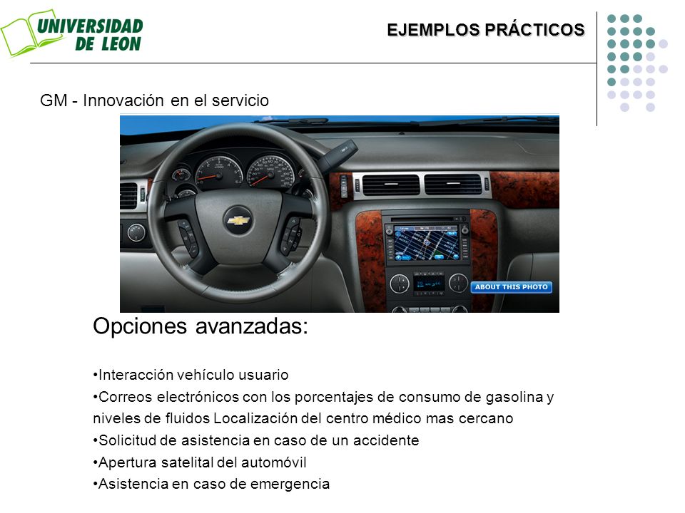 Opciones avanzadas: EJEMPLOS PRÁCTICOS GM - Innovación en el servicio