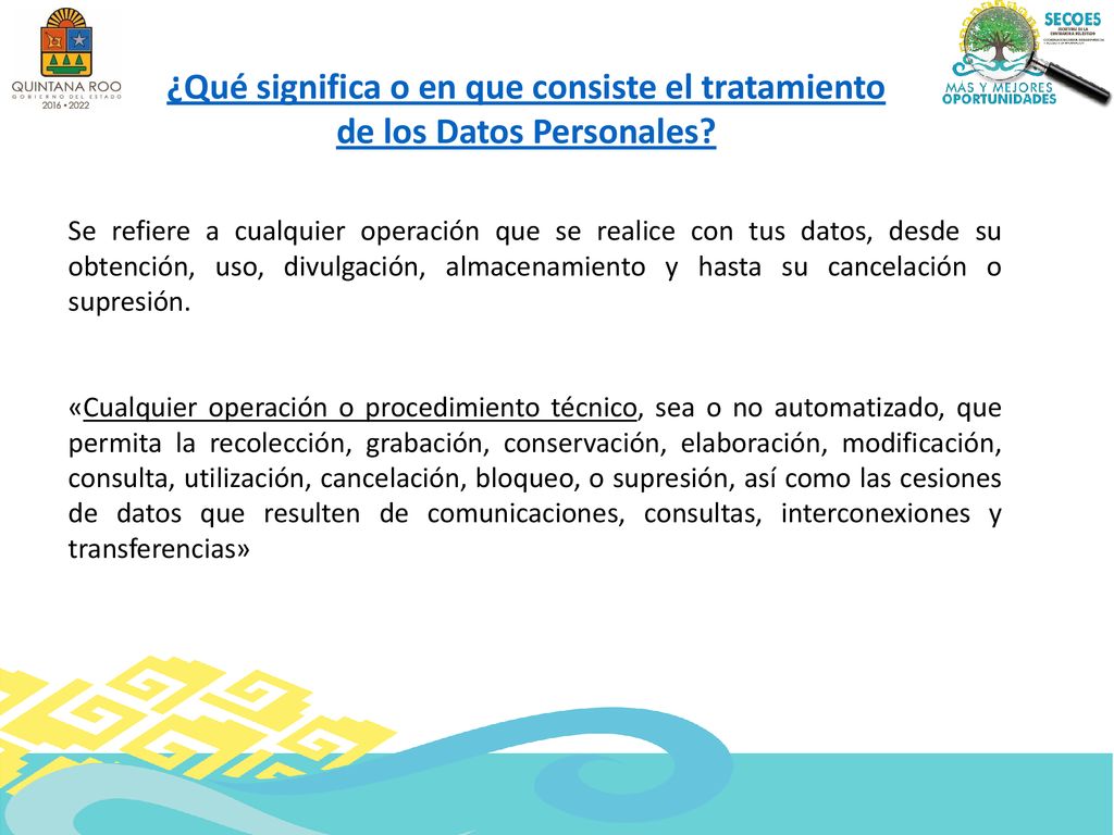 ¿Qué significa o en que consiste el tratamiento de los Datos Personales