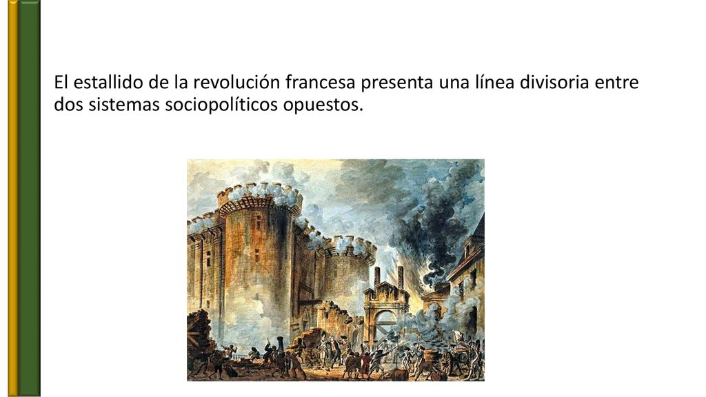 El estallido de la revolución francesa presenta una línea divisoria entre dos sistemas sociopolíticos opuestos.