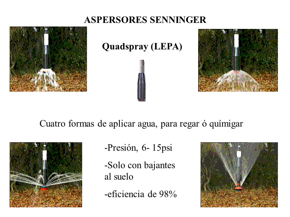Cuatro formas de aplicar agua, para regar ó químigar