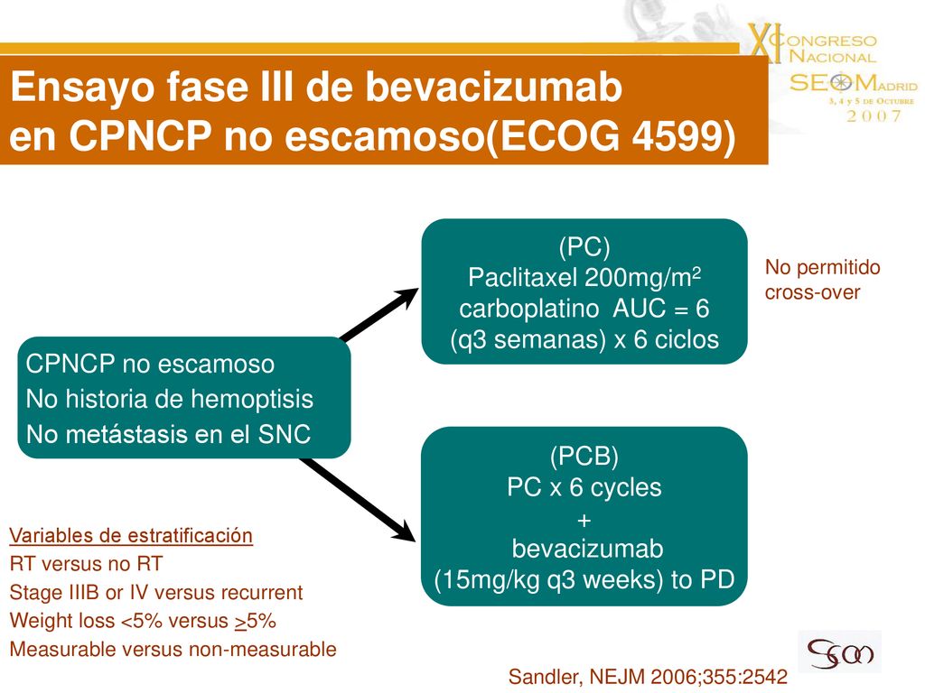 Ensayo fase III de bevacizumab en CPNCP no escamoso(ECOG 4599)