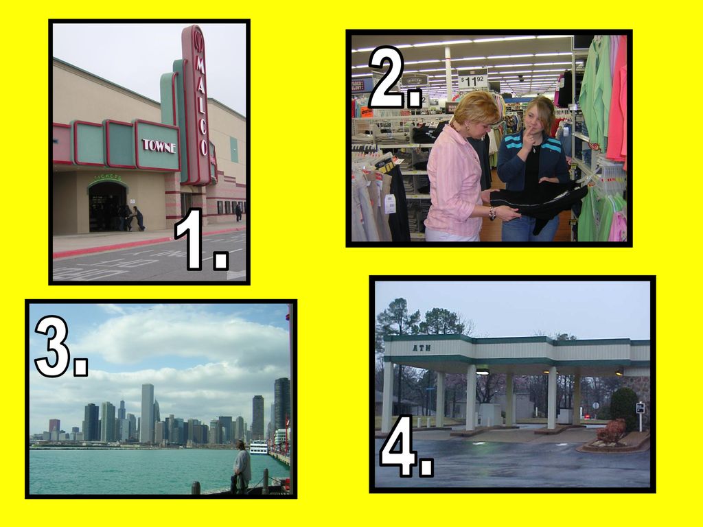 Students look at the pictures and write the following about each one: Where they went. Who they saw.
