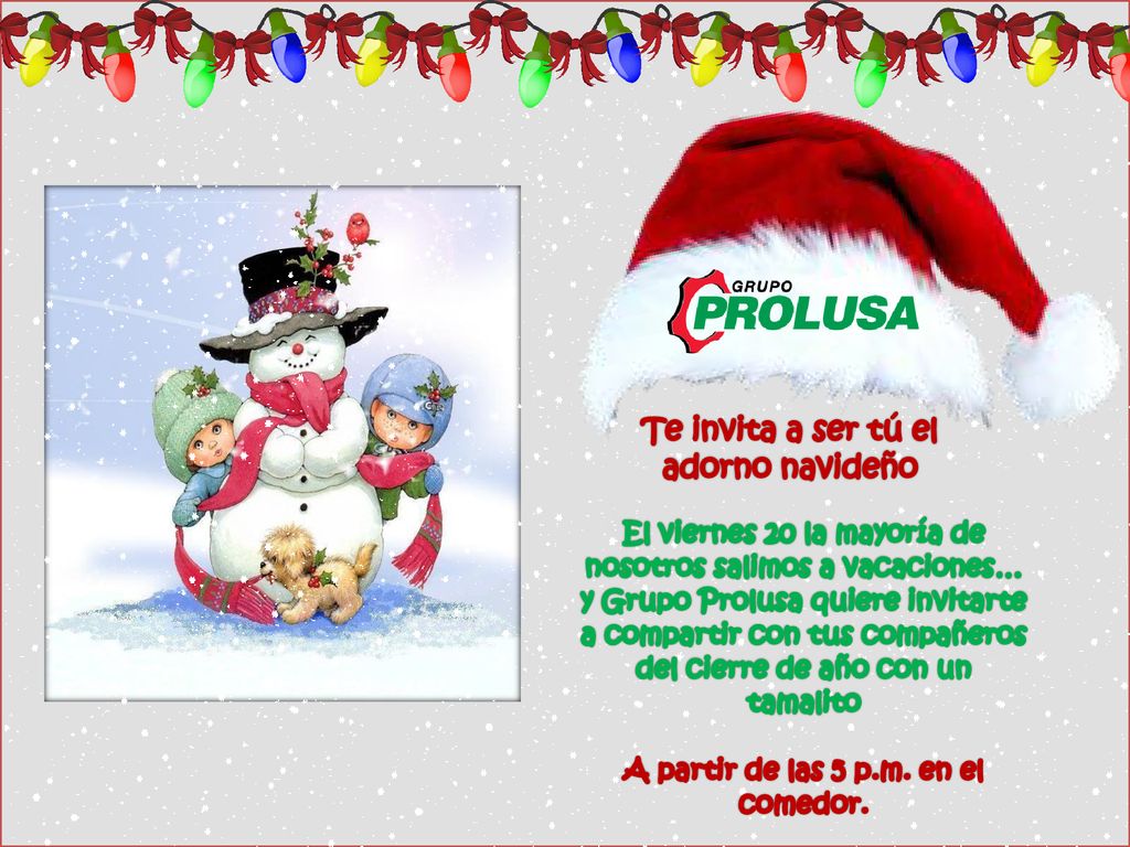 A partir de las 5 p.m. en el comedor.