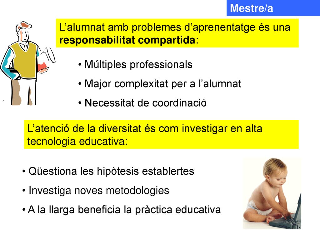 Mestre/a L’alumnat amb problemes d’aprenentatge és una responsabilitat compartida: Múltiples professionals.