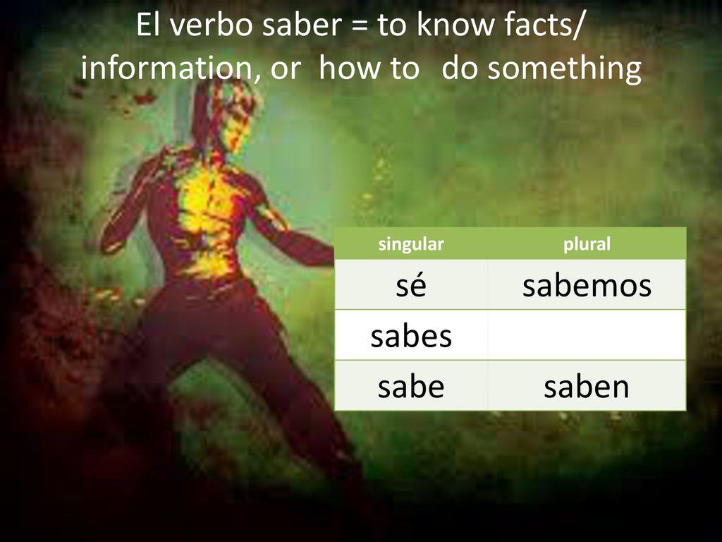El verbo saber = to know facts/ information, or how to do something