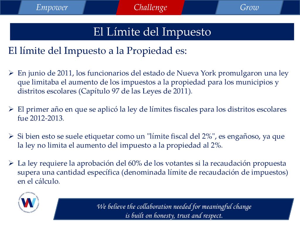 El Límite del Impuesto El límite del Impuesto a la Propiedad es: