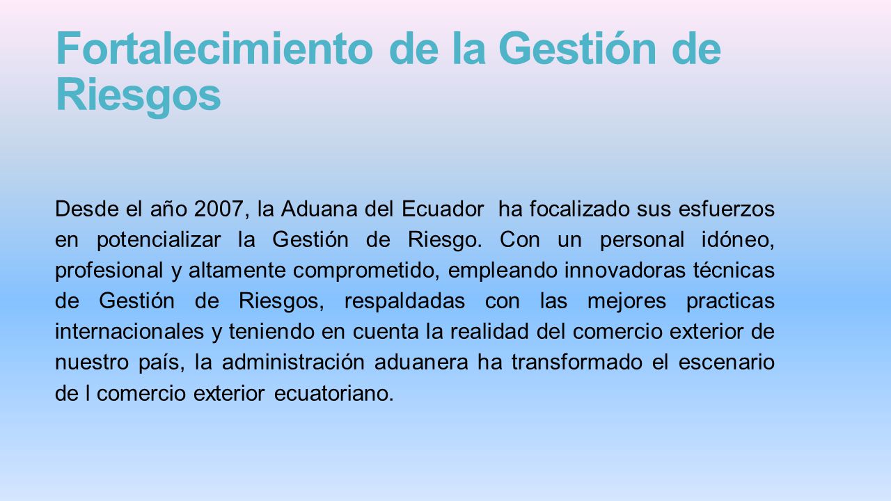 Fortalecimiento de la Gestión de Riesgos