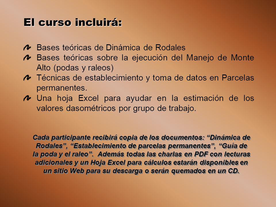 El curso incluirá: Bases teóricas de Dinámica de Rodales