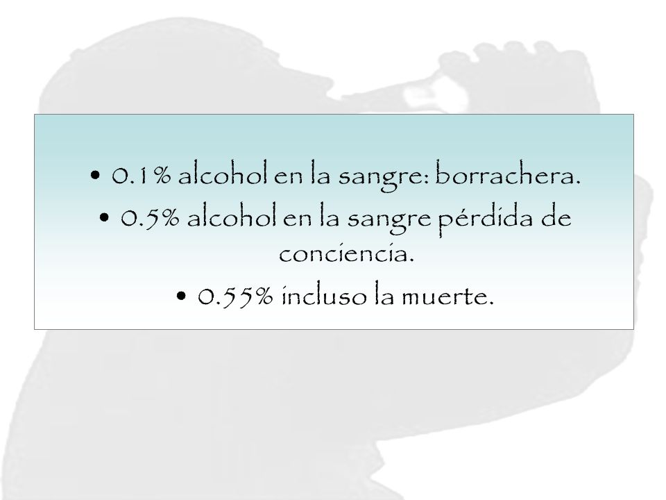 0.1% alcohol en la sangre: borrachera.