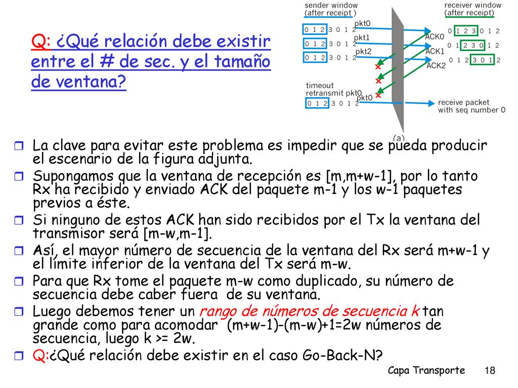 Q: ¿Qué relación debe existir entre el # de sec. y el tamaño de ventana