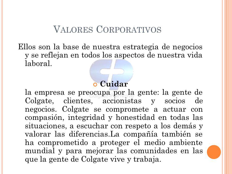 Valores Corporativos Ellos son la base de nuestra estrategia de negocios y se reflejan en todos los aspectos de nuestra vida laboral.