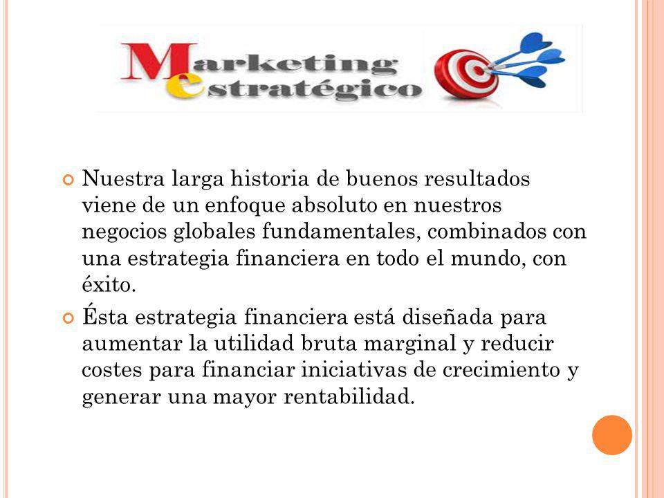 Nuestra larga historia de buenos resultados viene de un enfoque absoluto en nuestros negocios globales fundamentales, combinados con una estrategia financiera en todo el mundo, con éxito.