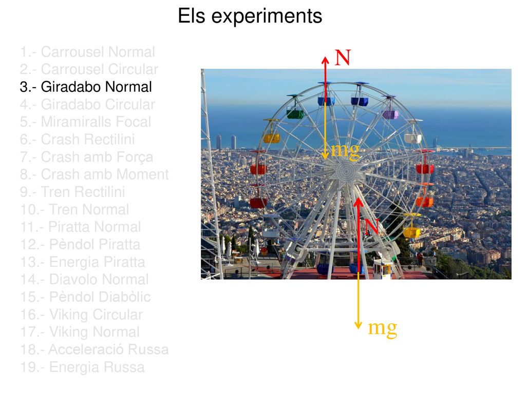 N mg N mg Els experiments 1.- Carrousel Normal 2.- Carrousel Circular