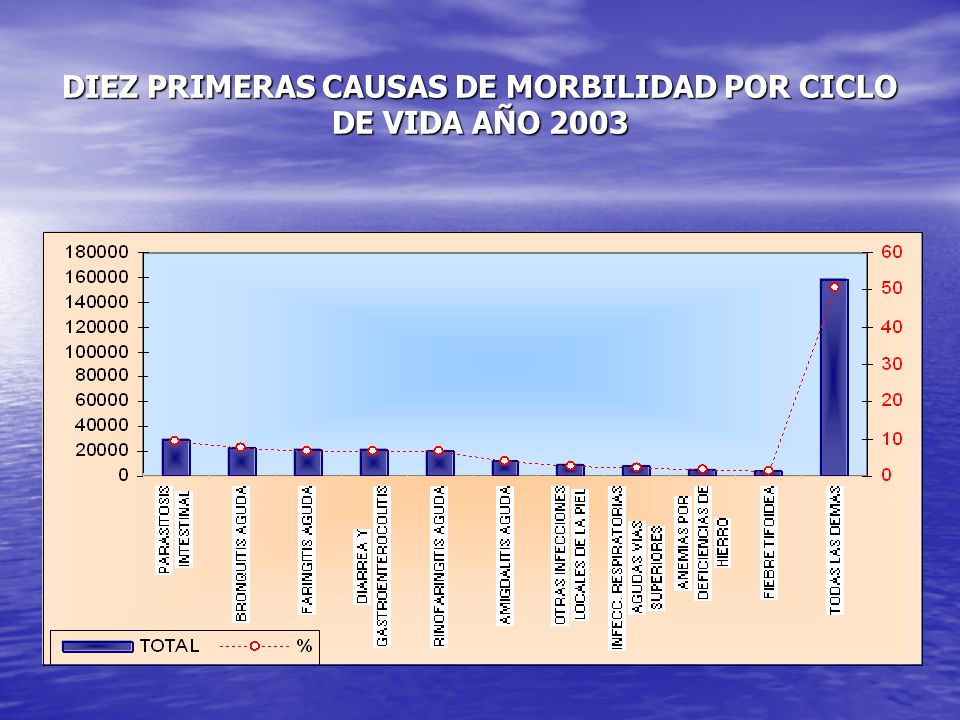 DIEZ PRIMERAS CAUSAS DE MORBILIDAD POR CICLO DE VIDA AÑO 2003
