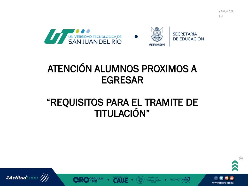 24/04/201924/04/2019 ATENCIÓN ALUMNOS PROXIMOS A EGRESAR REQUISITOS PARA EL TRAMITE DE TITULACIÓN