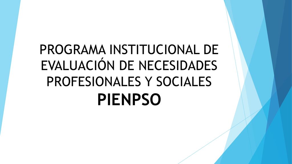 PROGRAMA INSTITUCIONAL DE EVALUACIÓN DE NECESIDADES PROFESIONALES Y SOCIALES PIENPSO