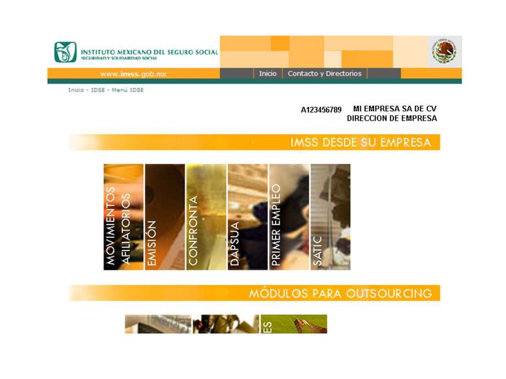 Entrar al Portal del IDSE, firmarse y utilizar la opción de EMISION.