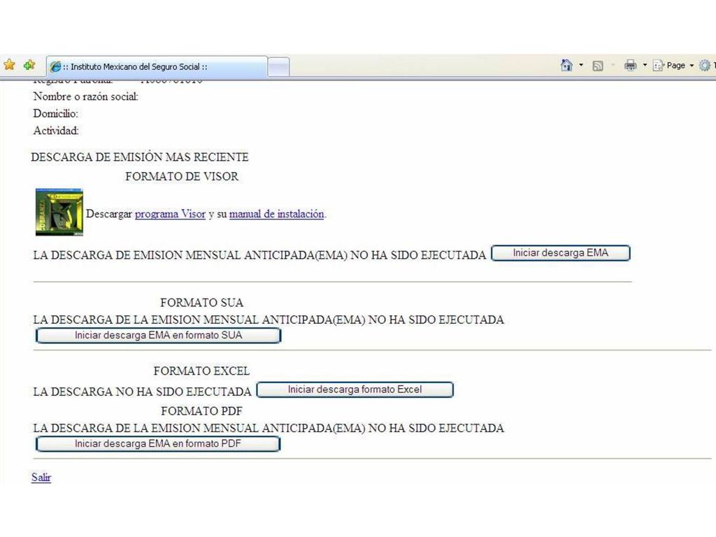 Se puede descargar la emisión en 3 formatos distintos XLS, TXT y PDF