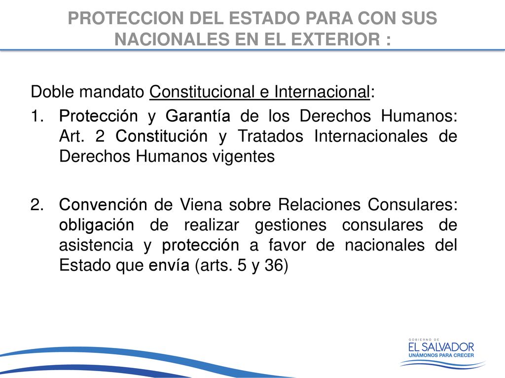 PROTECCION DEL ESTADO PARA CON SUS NACIONALES EN EL EXTERIOR :