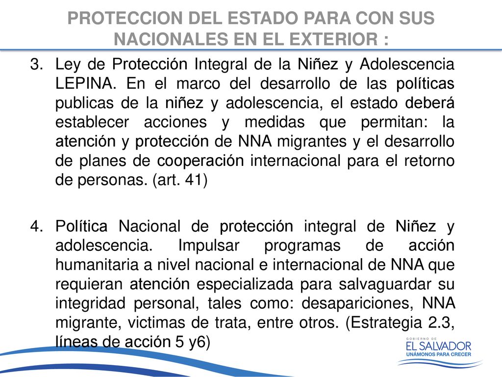 PROTECCION DEL ESTADO PARA CON SUS NACIONALES EN EL EXTERIOR :