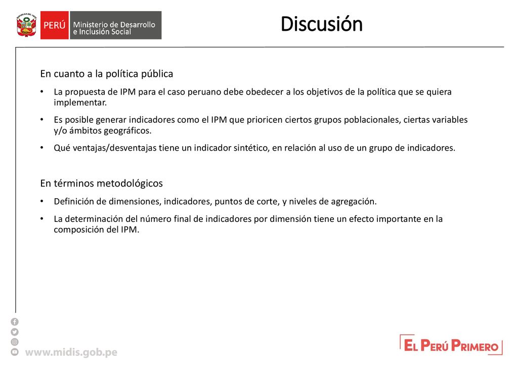 Discusión En cuanto a la política pública En términos metodológicos