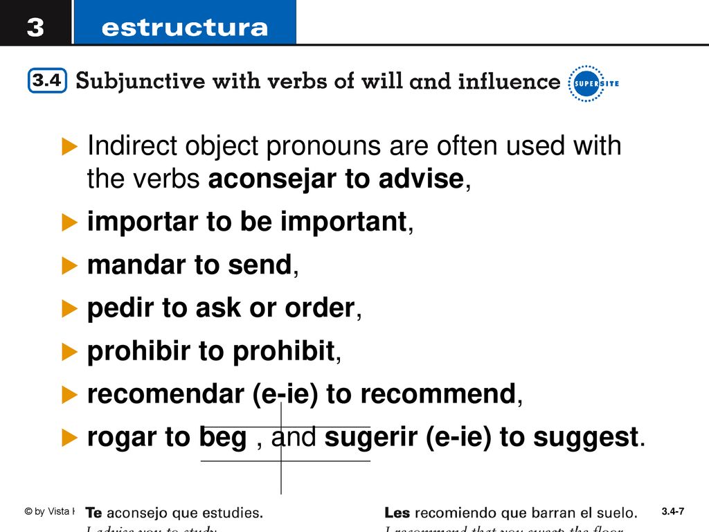importar to be important, mandar to send, pedir to ask or order,