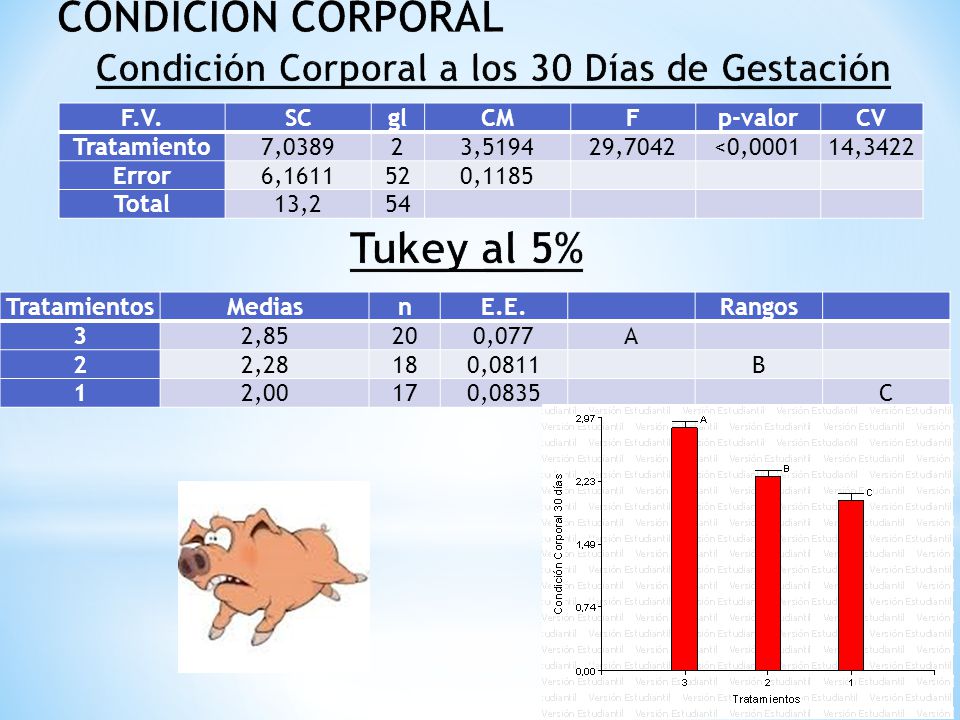 CONDICIÓN CORPORAL Tukey al 5%
