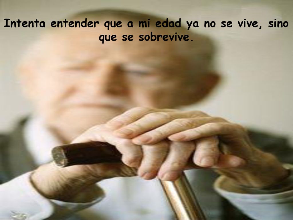 Intenta entender que a mi edad ya no se vive, sino que se sobrevive.