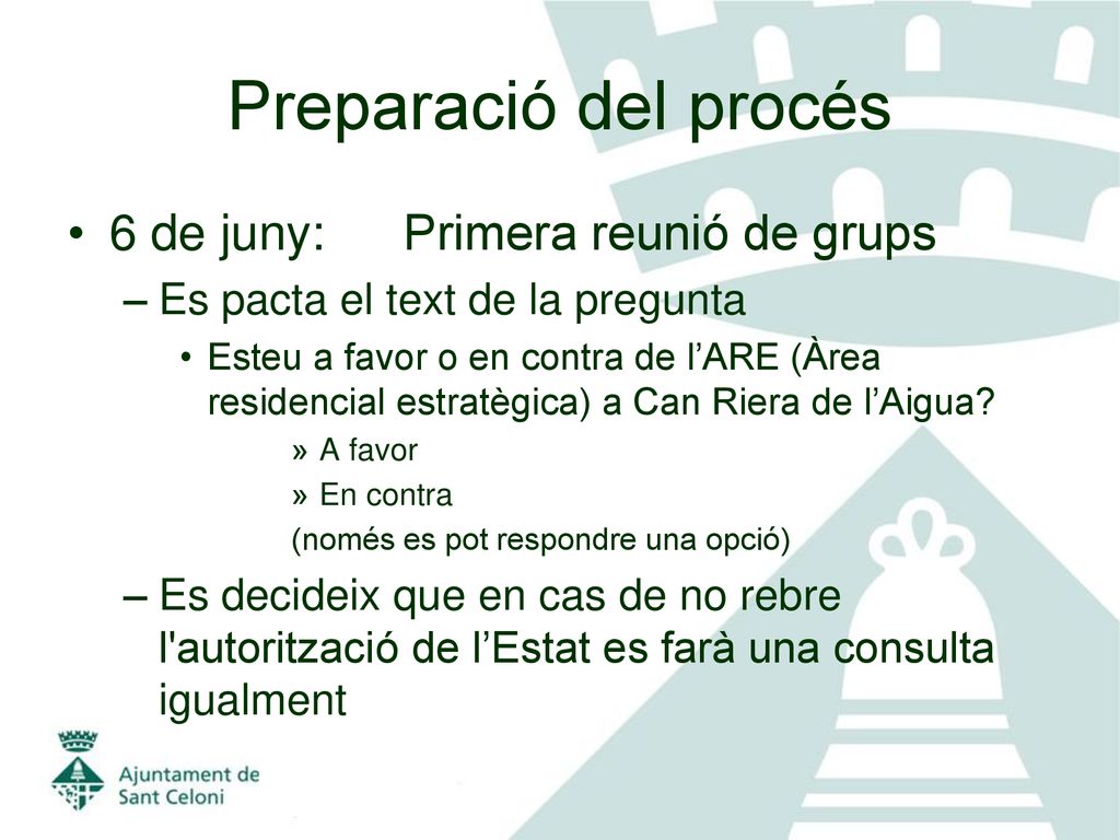 Preparació del procés 6 de juny: Primera reunió de grups