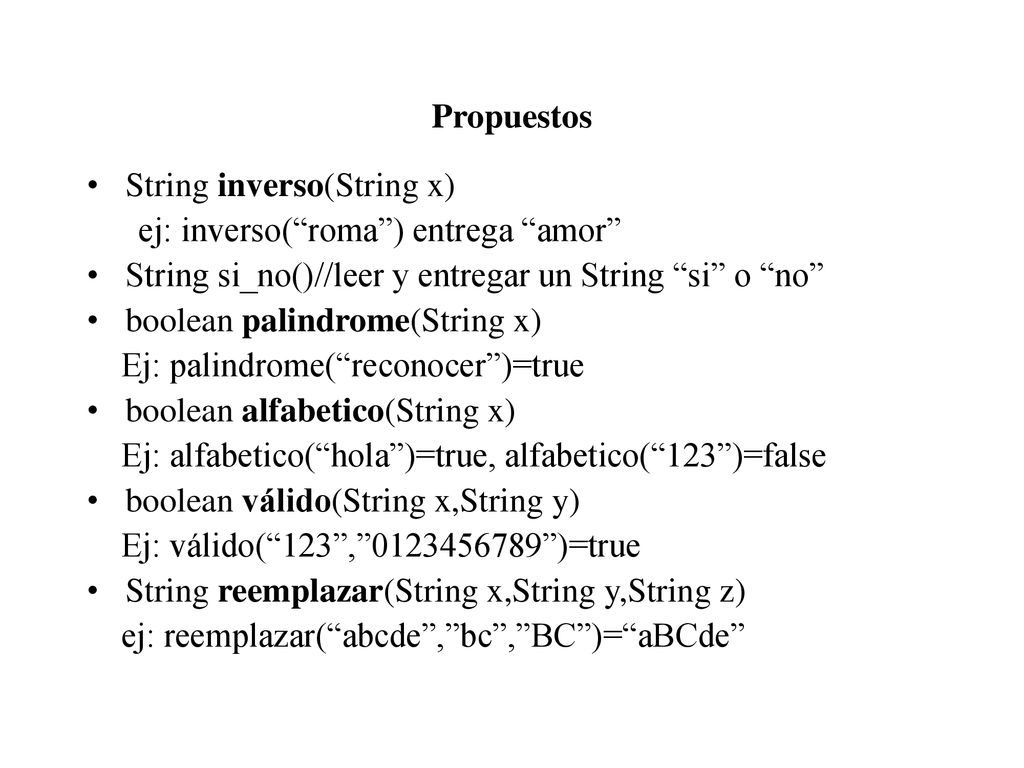 String inverso(String x) ej: inverso( roma ) entrega amor